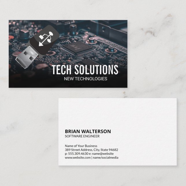 Carte De Visite Logo Usb | Circuit Board Tech (Devant / Derrière)