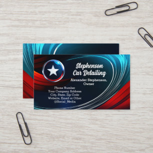 Carte De Visite Logo Vague Rouge Blanc Bleu Patriotique Étoile Ent