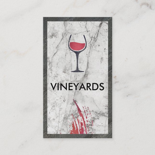 Carte De Visite Logo Verre Vin | MARBRE BLANC | Ajustement de l'ar (Devant)