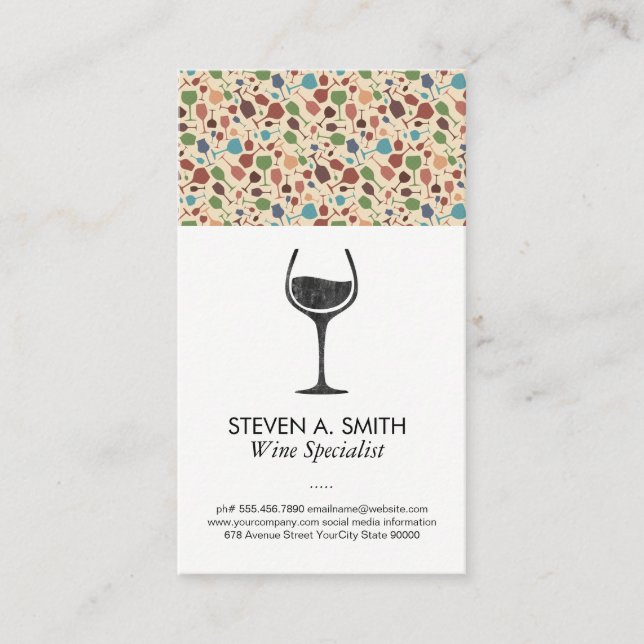 Carte De Visite Logo Verre Vin | Motif de vin (Devant)