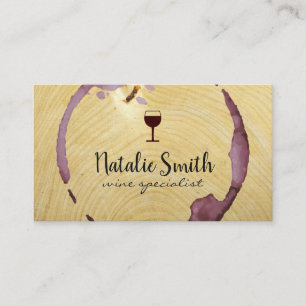 Carte De Visite Logo Verre Vin   Tige   Grain de bois