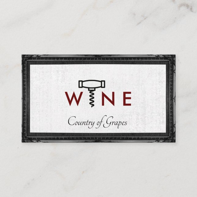Carte De Visite Logo Verre Vin | Vis à vis | Cadre classique (Devant)
