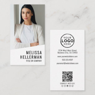 Carte De Visite Logo Vertical de la Société de Code QR Photo Profe