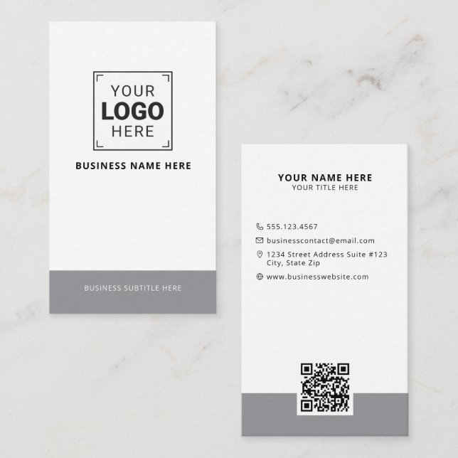 Carte De Visite Logo Vertical Personnalisé Entreprise (Devant / Derrière)