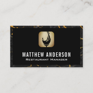 Carte De Visite Logo Vin   Marbre noir or