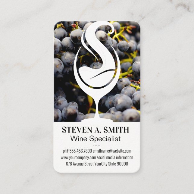Carte De Visite Logo Vin | Raisins (Devant)