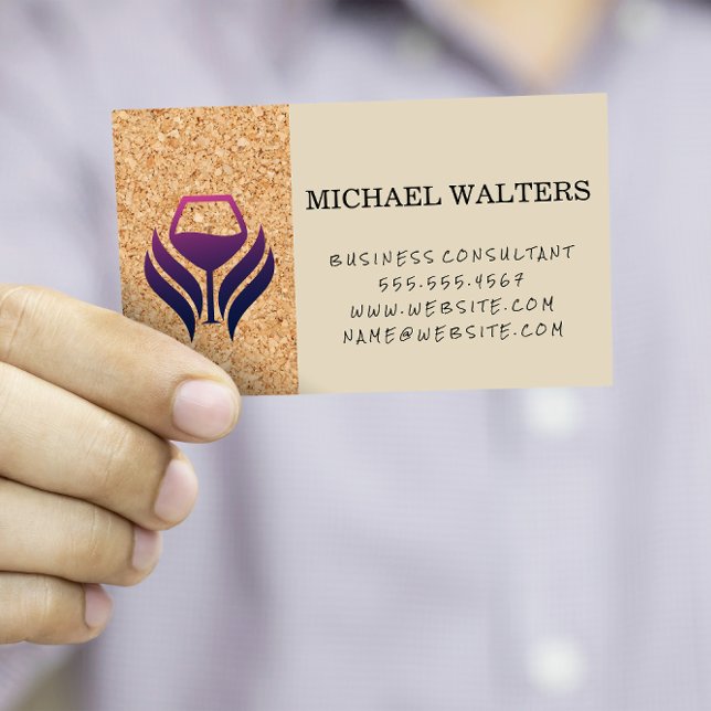 Carte De Visite Logo Vin Violet | Arrière - plan de texture d'impr (Créateur téléchargé)