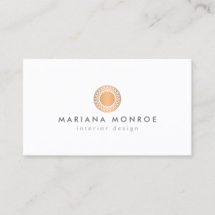 Carte De Visite Logo vintage Rose Gold Sun sur Blanc
