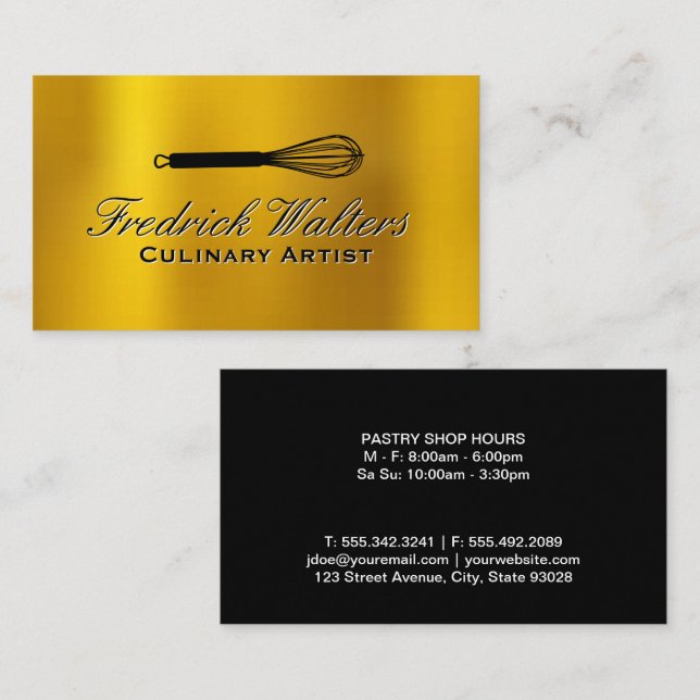 Carte De Visite Logo Whisk | Arrière - plan métal or (Devant / Derrière)
