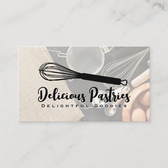 Carte De Visite Logo Whisk | Ingrédients et outils de cuisson (Devant)