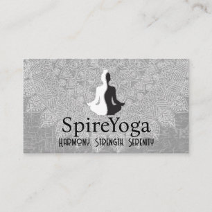 Carte De Visite Logo Yoga noir blanc   Motif Mandala