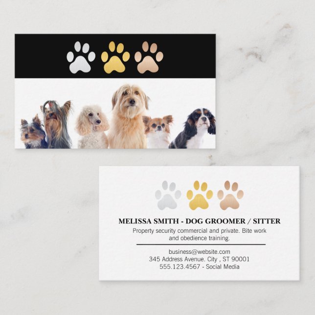 Carte De Visite Logos de chiens | Amimaux (Devant / Derrière)