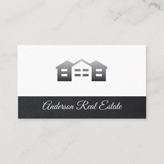 Carte De Visite Logos de quartier | Découpe en cuir | Immobilier (Devant)