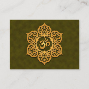 Carte De Visite L'OM floral vert d'or