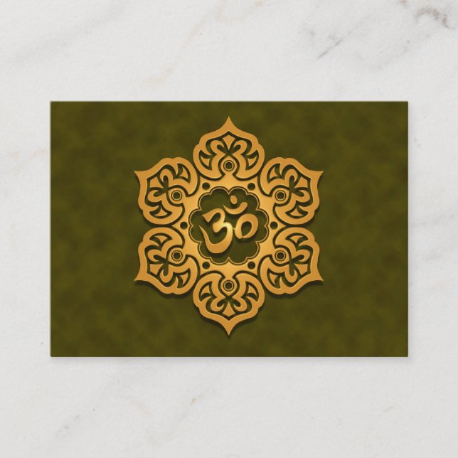 Carte De Visite L'OM floral vert d'or (Devant)