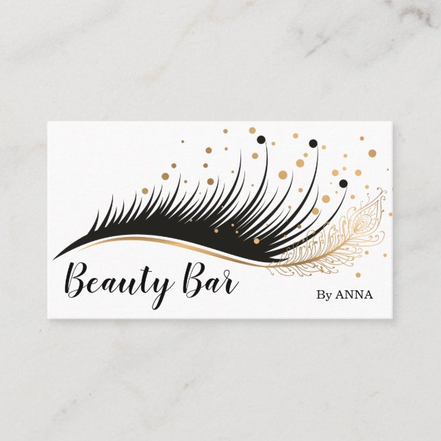 Carte De Visite Long Lash Extension Maquillage Plumes Beauté Salon (Devant)