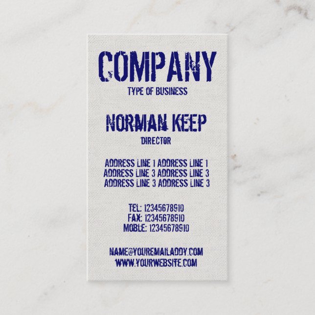 Carte De Visite Look Canvas (Devant)