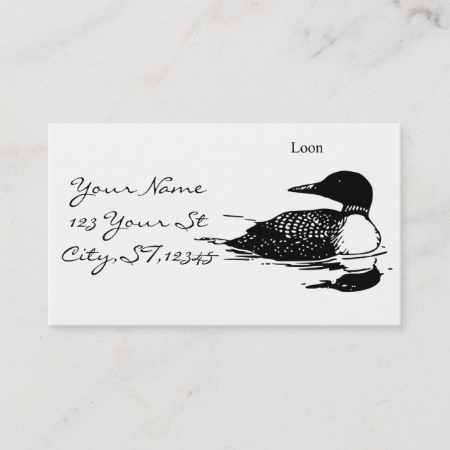 Carte De Visite Loon Swimming Bird Art Thunder_Cove (Devant)