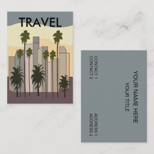 Carte De Visite Los Angeles Cityscape Sunset Palm Trees Californie