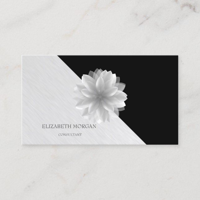 Carte De Visite Lotus blanc élégant et géométrique moderne (Devant)