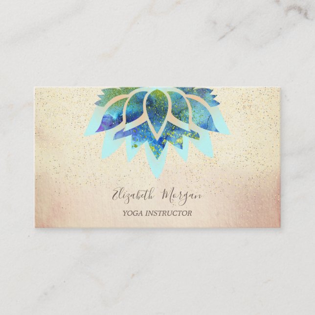Carte De Visite Lotus Bleu Professionnel, Confetti Yoga (Devant)