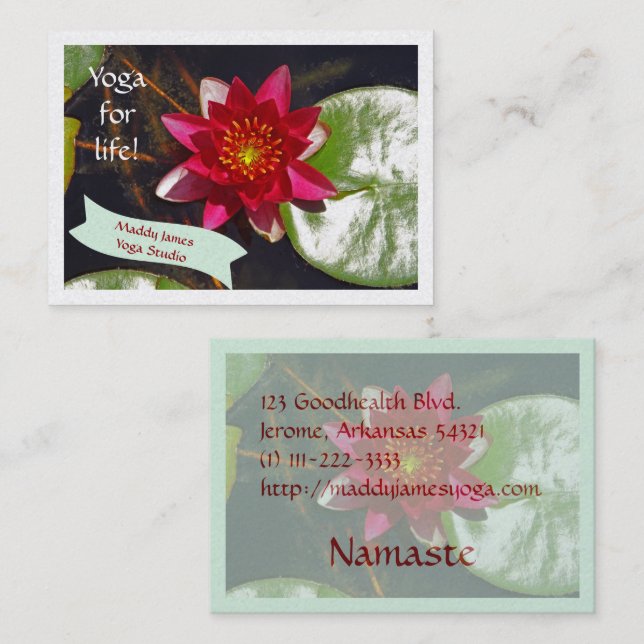 Carte De Visite Lotus Blossom de couleur Rose profonde personnalis (Devant / Derrière)