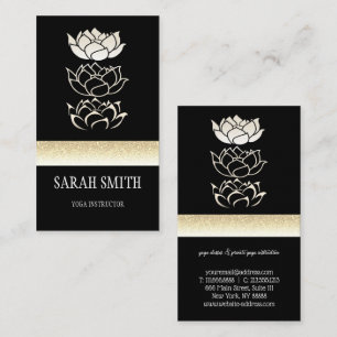 Carte De Visite Lotus d'or noir professionnel moderne