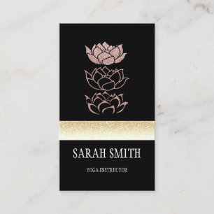 Carte De Visite Lotus d'or noir professionnel moderne