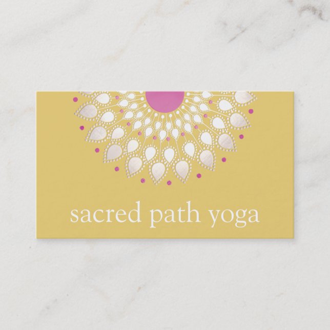 Carte De Visite Lotus Exotique Jaune Floral Wellness Therapist (Devant)