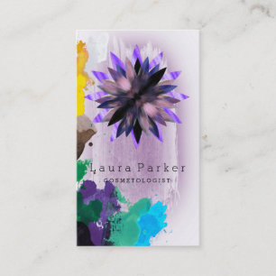 Carte De Visite Lotus Fleur Aquarelle Splatter Yoga Spa holistique