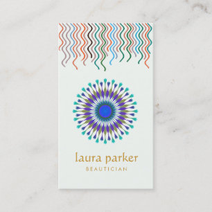 Carte De Visite Lotus Fleur Peacock Logo Guérison Yoga Holistic
