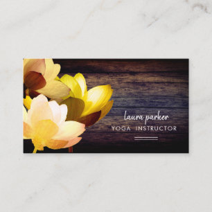 Carte De Visite Lotus Fleur Yoga Instructeur Méditation Bois Zen