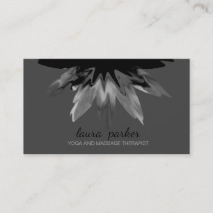 Carte De Visite Lotus Flower Black Logo Thérapie de guérison Yoga