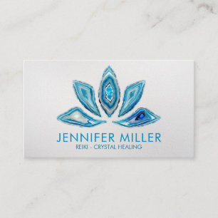 Carte De Visite Lotus Flower - Blue Agate Geode Aquarelle