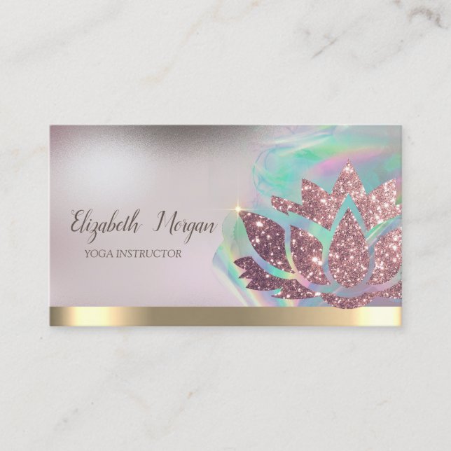 Carte De Visite Lotus Gold Stripe Holographique Encre Yoga (Devant)