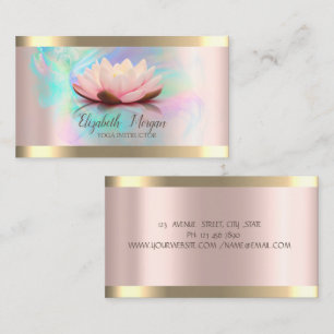 Carte De Visite Lotus Gold Stripe Rose Or Holographique Encre Yoga