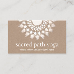 Carte De Visite Lotus Mandala Yoga et médiation en argent blanc