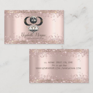 Carte De Visite Lotus Moon  Rose Gold Paillette de Glitter Yoga 
