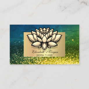 Carte De Visite Lotus Professionnel, Cadre Doré Bokeh Vert