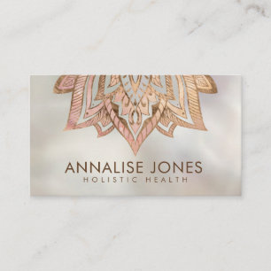 Carte De Visite Lotus - Quartz Rose et or sur perle