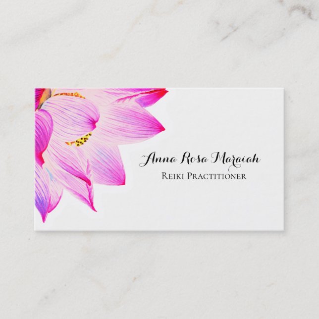 Carte De Visite *~* Lotus Reiki Energie Healer Light Fabriqué Yoga (Devant)