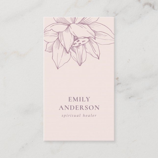 CARTE DE VISITE LOTUS ROSE BLANC SIMPLE REIKI SPIRITUEL HEALER (Devant)