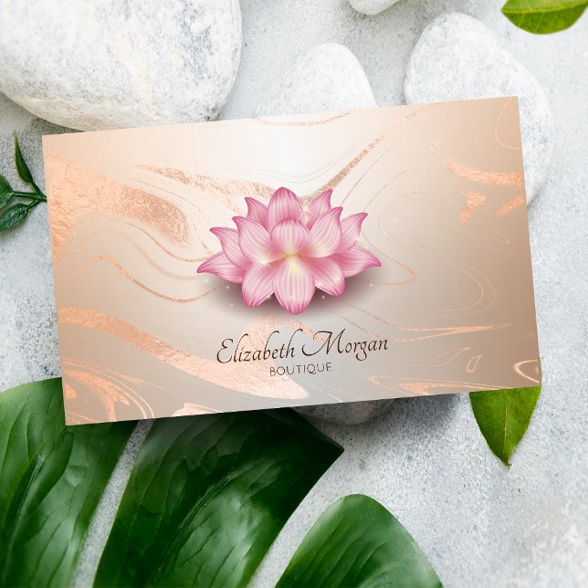 Carte De Visite Lotus Rose Gold Brush Stroke Lotus (Créateur téléchargé)