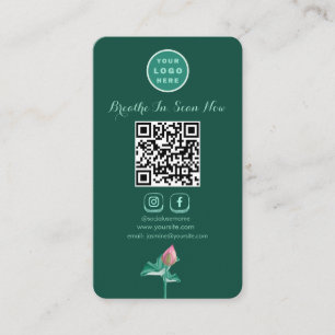 Carte De Visite Lotus Social Media Scannable QR Code vertical