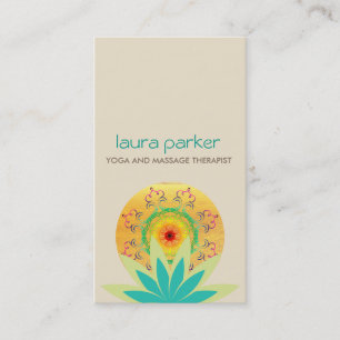 Carte De Visite Lotus vert logo Yoga Damask Santé de guérison