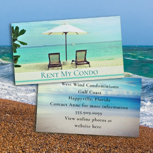 Carte De Visite Louer Mon Condo Deux Chaises De Plage Vue Mer