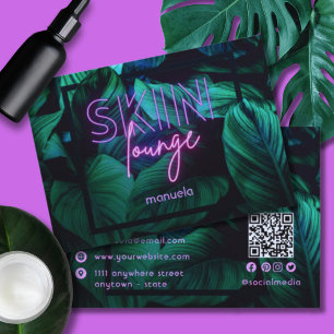 Carte De Visite Lounge Neon Pink moderne QR Code Professionnel