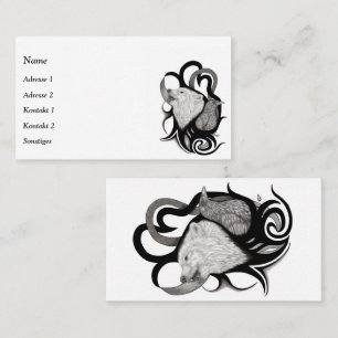 Carte De Visite Loup blanc avec art tribal coréen