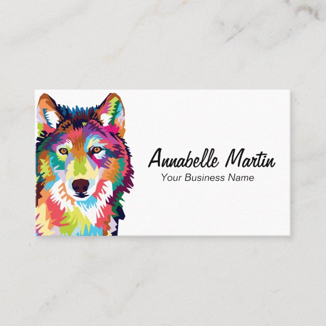 Carte De Visite Loup d'art pop coloré (Devant)