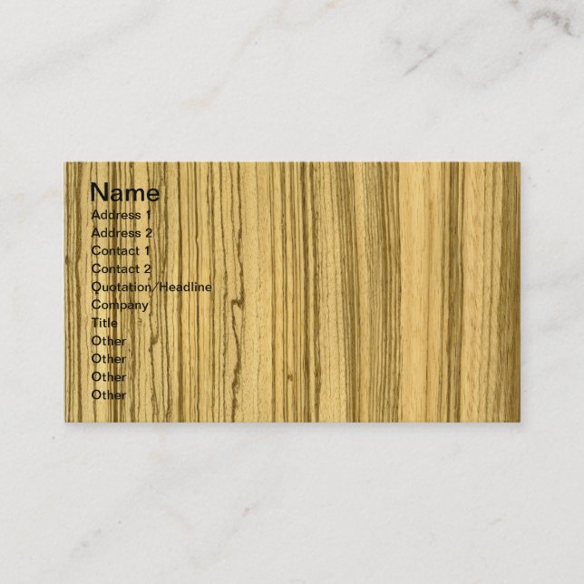 Carte De Visite Loup de placage de Wenge et de Zebrano (Devant)